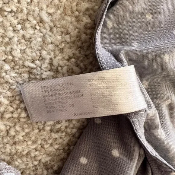 Y2K Grey Babydoll Polka Dot Lace Mini Dress / Lingerie Top XL - Picture 9 of 9